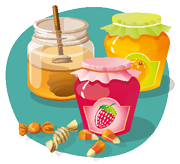 Confitures, miel, confiseries